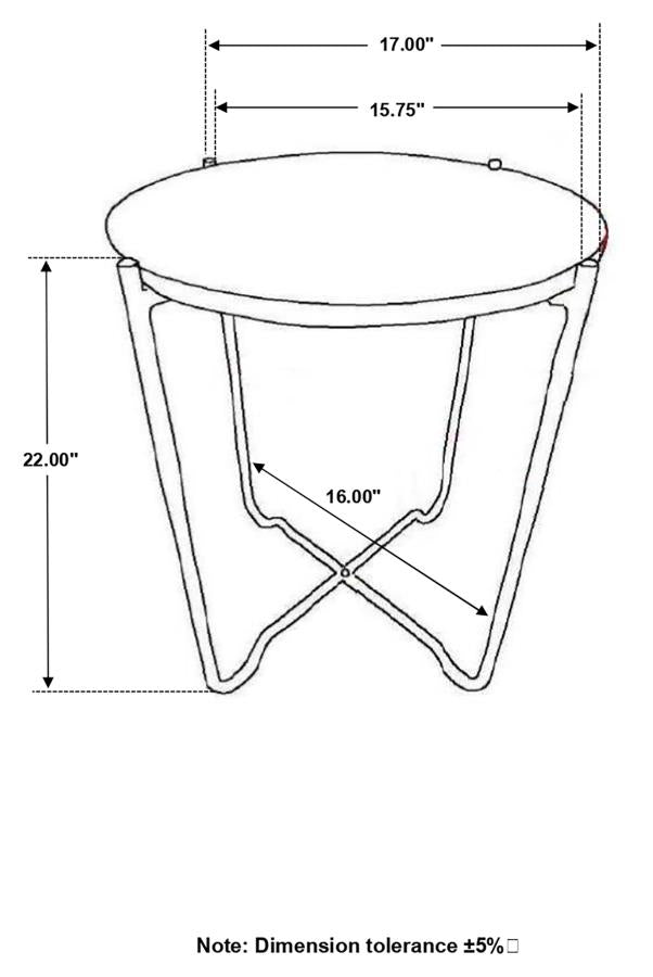 Latifa Round Marble Top Accent Side Table Red and Black - 936010