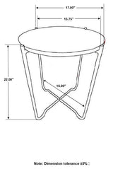 Latifa Round Marble Top Accent Side Table Red and Black - 936010