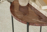 Latifa Round Marble Top Accent Side Table Red and Black - 936010