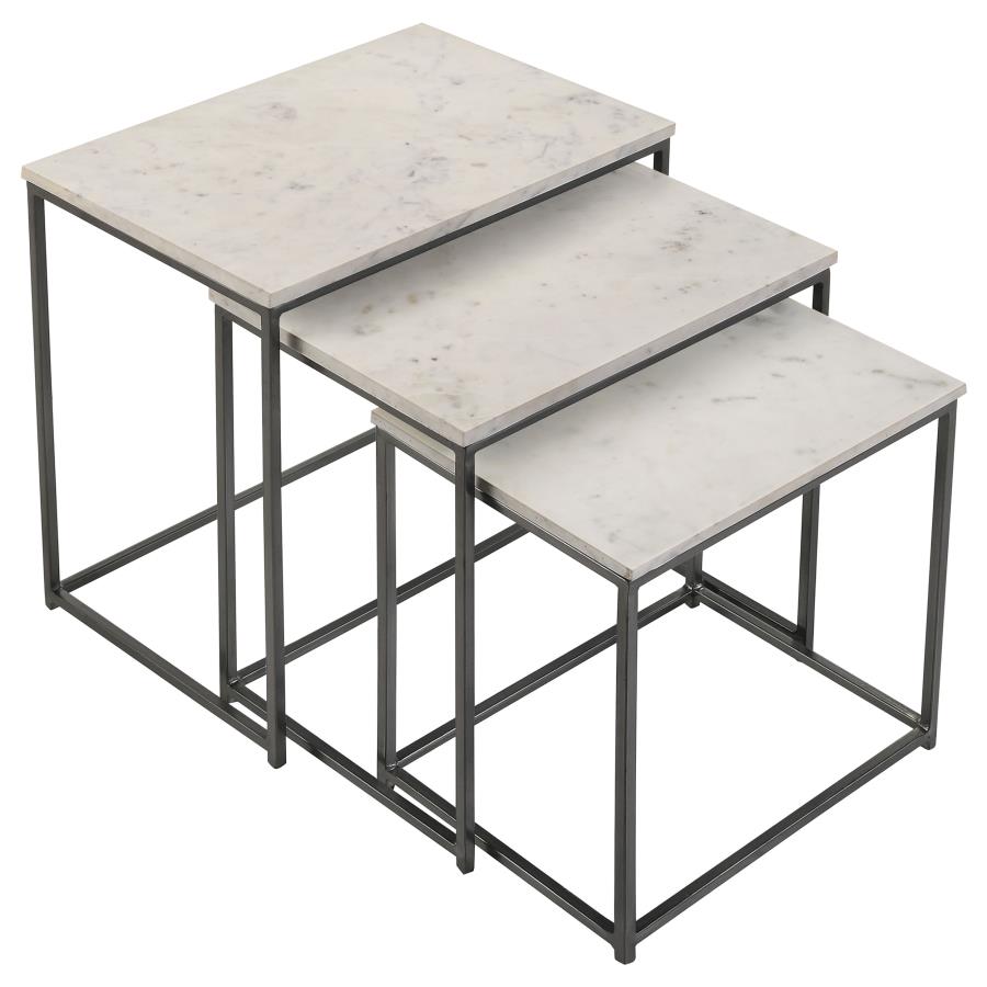 Medora 3-piece Marble Top Nesting Table Set White - 936016