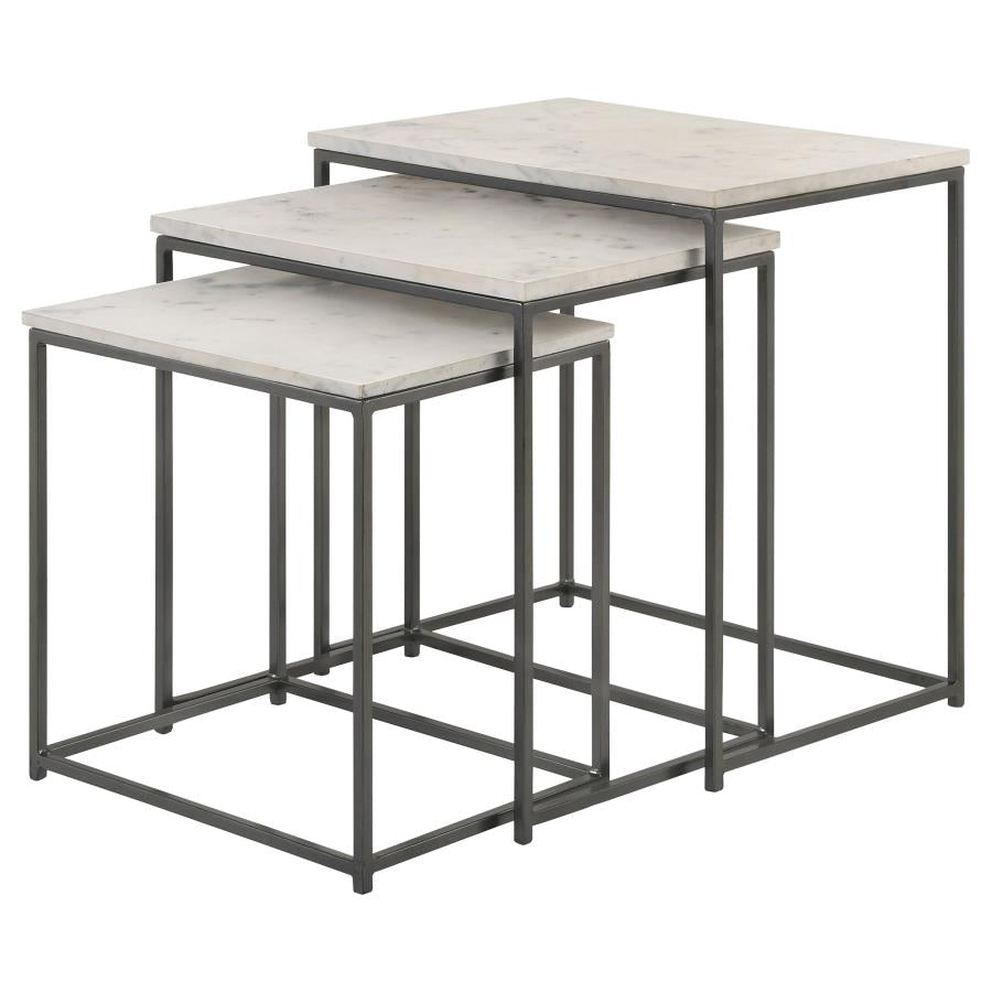 Medora 3-piece Marble Top Nesting Table Set White - 936016