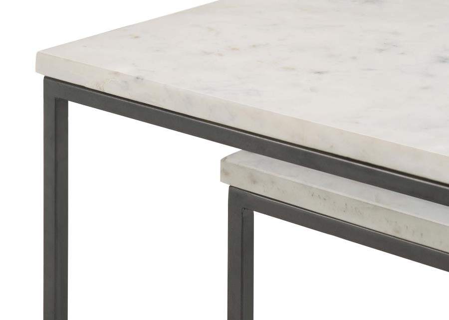 Medora 3-piece Marble Top Nesting Table Set White - 936016