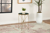 Eliska Round Green Marble Top Accent Side Table Antique Gold - 936061