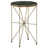 Eliska Round Green Marble Top Accent Side Table Antique Gold - 936061