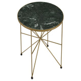 Eliska Round Green Marble Top Accent Side Table Antique Gold - 936061