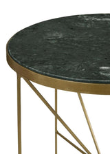 Eliska Round Green Marble Top Accent Side Table Antique Gold - 936061
