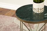 Eliska Round Green Marble Top Accent Side Table Antique Gold - 936061