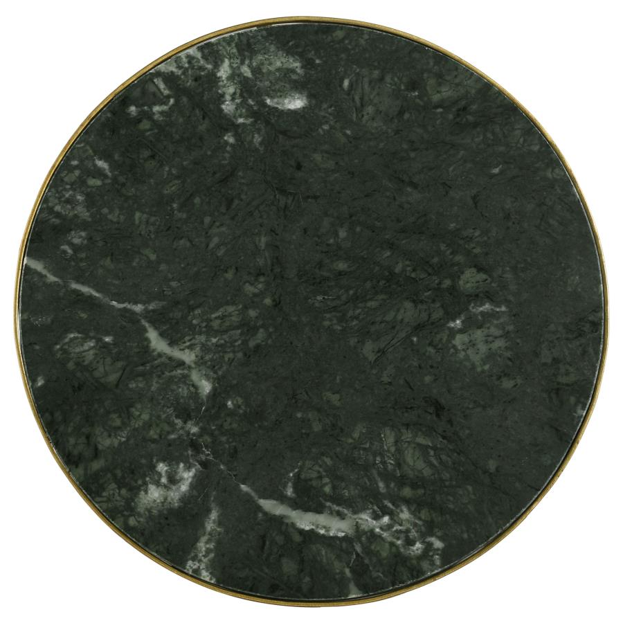 Eliska Round Green Marble Top Accent Side Table Antique Gold - 936061