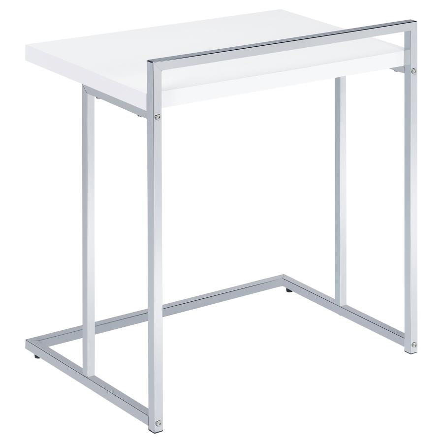 Dani Rectangular C-Shaped Sofa Side Table White High Gloss - 936118