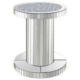 Dorielle Round Mirrored Acrylic Crystal Side Table Silver - 936125