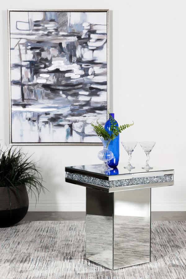 Elora Square Mirrored Accent Side Table Silver - 936137