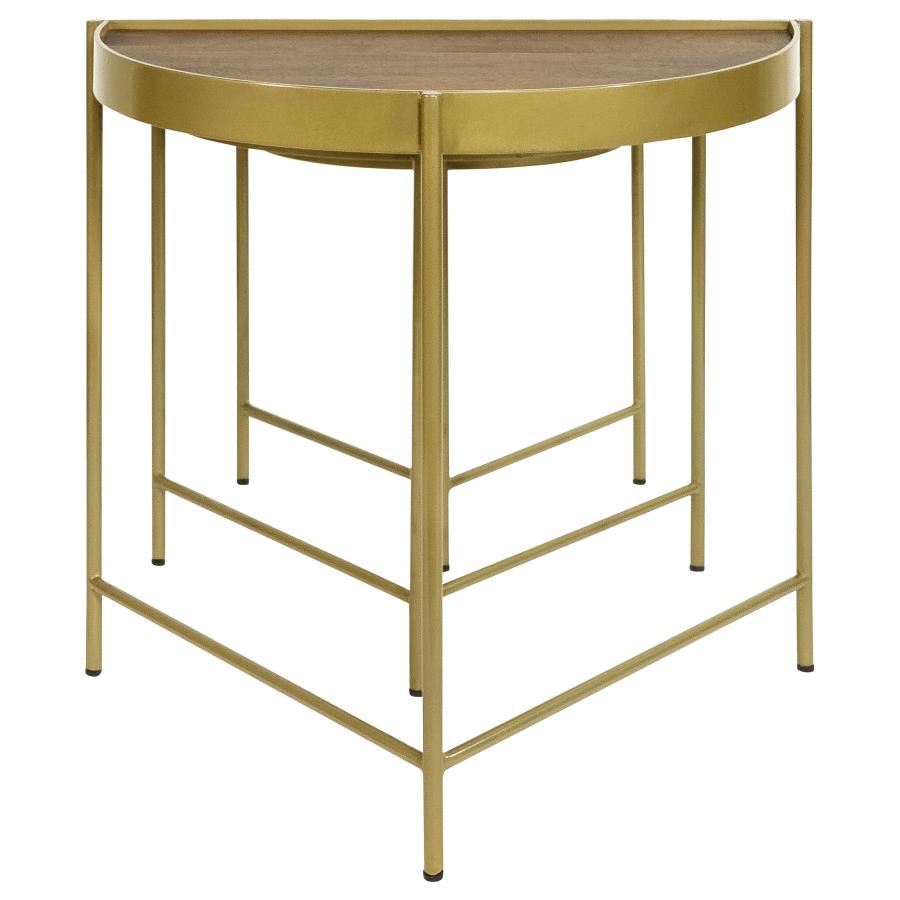 Tristen 3-Piece Demilune Nesting Table Brown and Gold - 936156