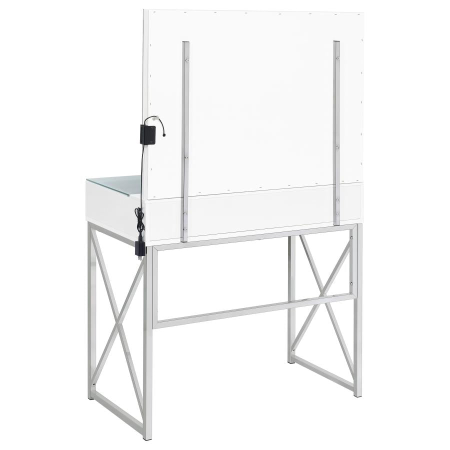 Eliza Vanity Set with Lighting & Stool White and Chrome - 936164