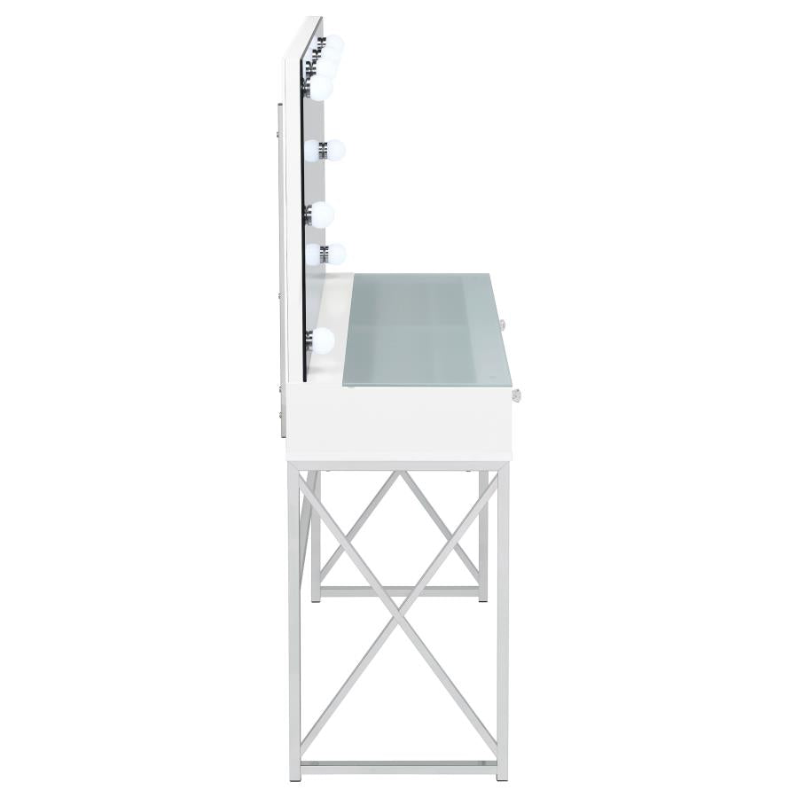 Eliza Vanity Set with Lighting & Stool White and Chrome - 936164