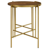 Malka 2-piece Round Wood Nesting Table Dark Brown and Gold - 936168