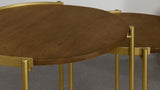 Malka 2-piece Round Wood Nesting Table Dark Brown and Gold - 936168