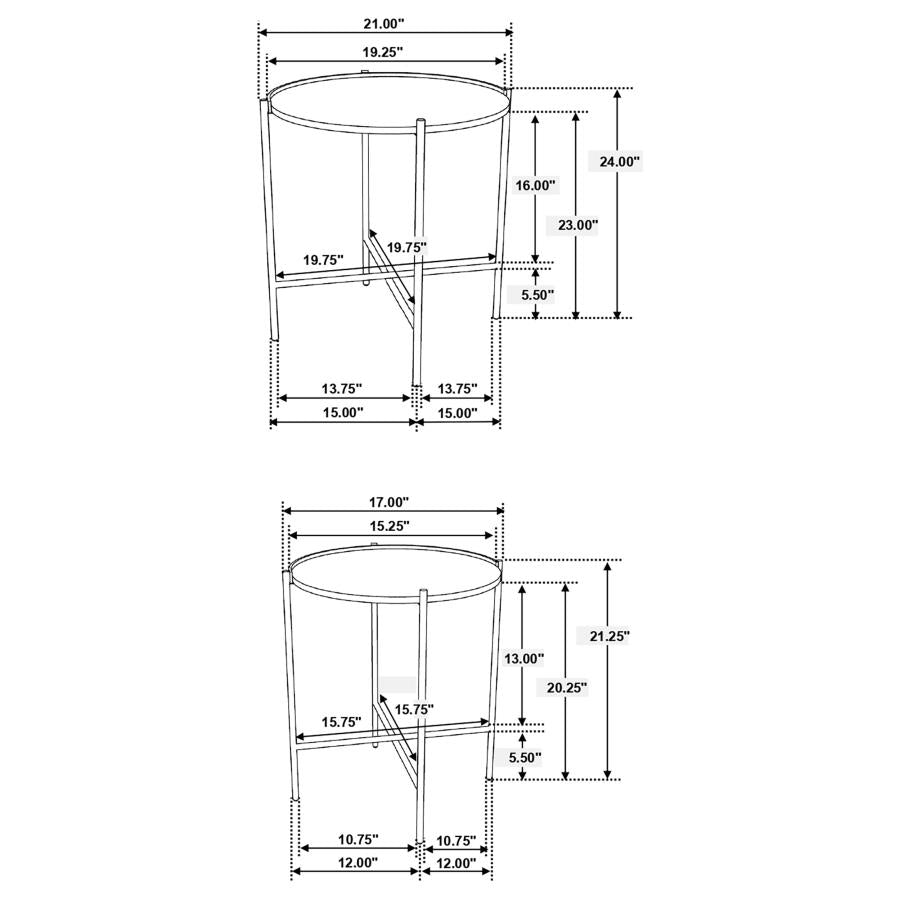 Malka 2-piece Round Wood Nesting Table Dark Brown and Gold - 936168