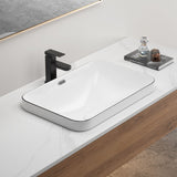 Undermount Bathroom Sink, Vessel Basin For Vanity Countertop - Milk White / Black