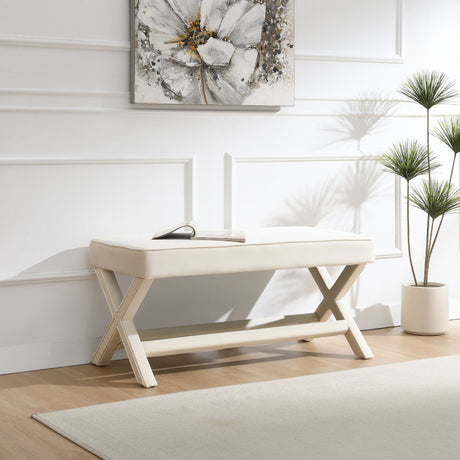 Comfort Double Bench Upholstered With X Crossed Legs