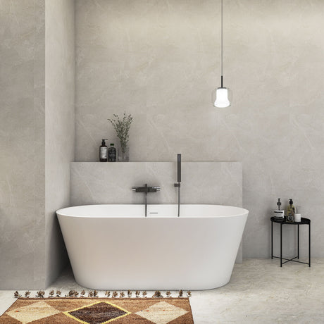 Solid Surface Freestanding Soaking Bathtub & Ergonomic Design
