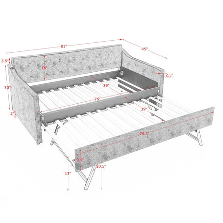 Daybed With Pop Up Trundle And USB Charging Armrest