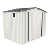 Outdoor Garden Storage Shed, Tool Shed With Pitched Roof Waterproof With 1 Window And 2 Lockable Door - White / Gray