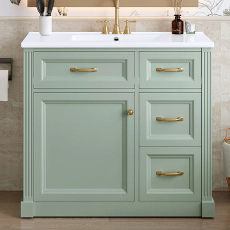 Modern Bathroom Vanity With Sink, 4 Drawers, Soft-Close Door, Adjustable Shelf