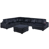 Contemporary Style Modular Sectional Sofa Set With USB, Cup Holder