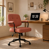 Button Mid Back Swivel Desk Chair With Curved Armrest - Pink