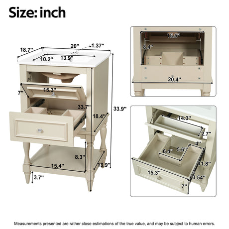 Retro Design Bathroom Vanity With Sink, 2 Drawer Storage Cabinet