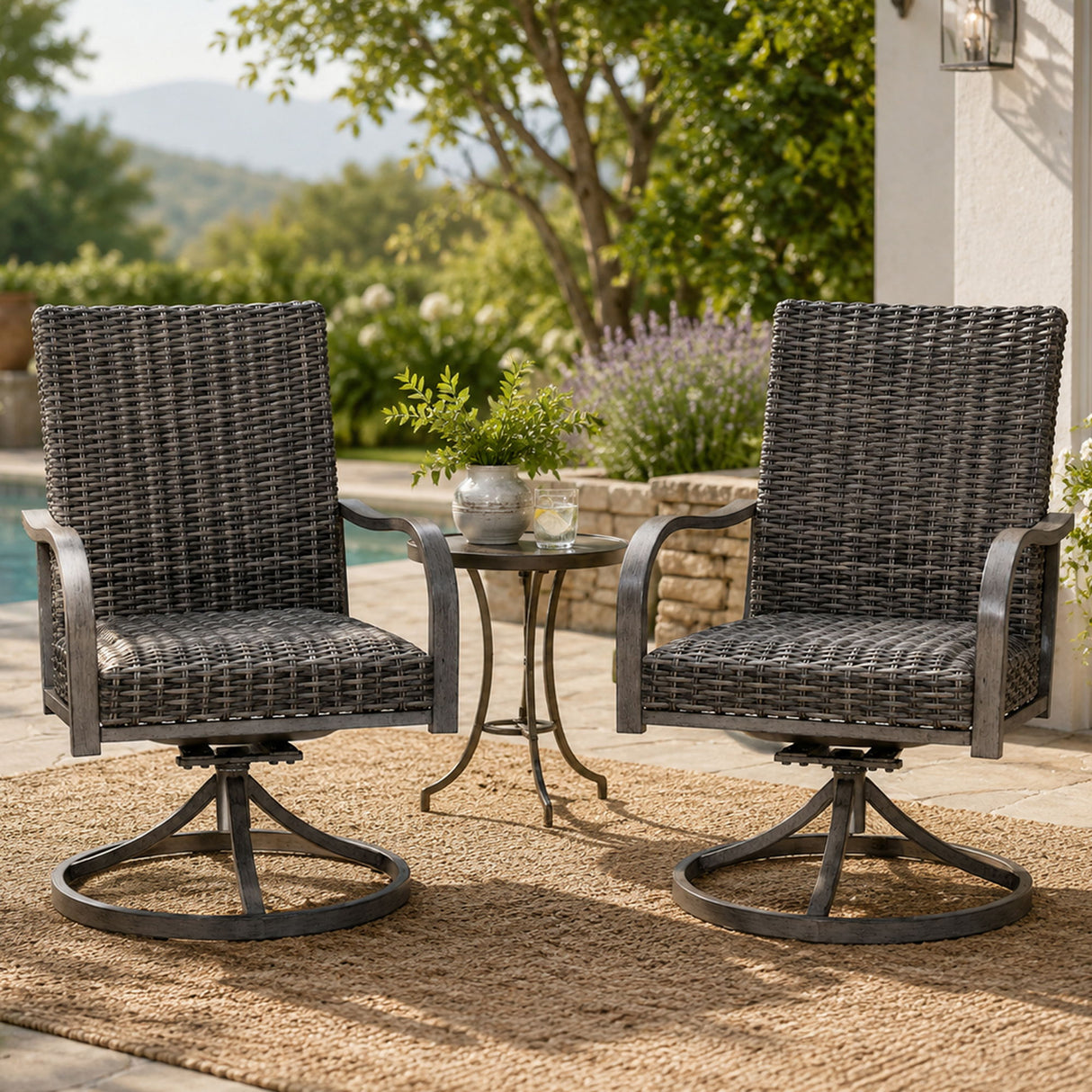 Outdoor Swivel Dining Chair (Set of 2) - Gray