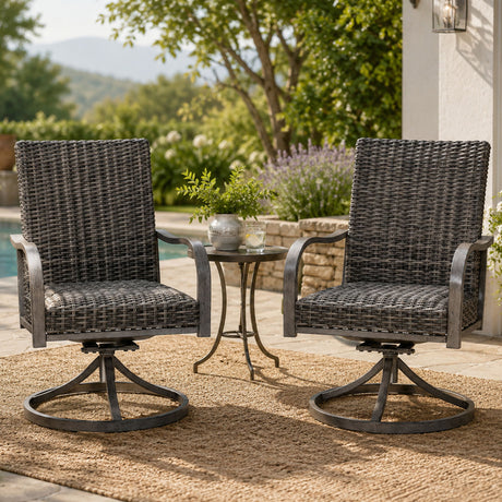 Outdoor Swivel Dining Chair (Set of 2) - Gray