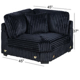 1 Piece Corner Wedge Only Texture Upholstered Modular Living Room Furniture - Black
