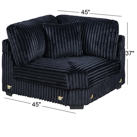 1 Piece Corner Wedge Only Texture Upholstered Modular Living Room Furniture - Black