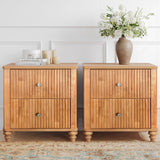 Modern Fluted Nightstand With 3 Drawers