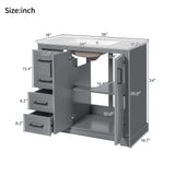 Bathroom Vanity With Sink, Soft Close Doors, Adjustable Shelf & 3 Drawers