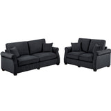 Contemporary 2 Piece Sofa Set With Matching Pillows