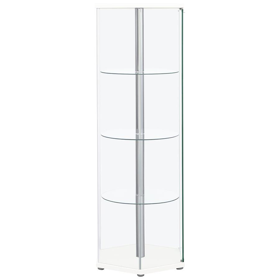 Zahavah 4-shelf Hexagonal Clear Glass Curio Cabinet White - 950001