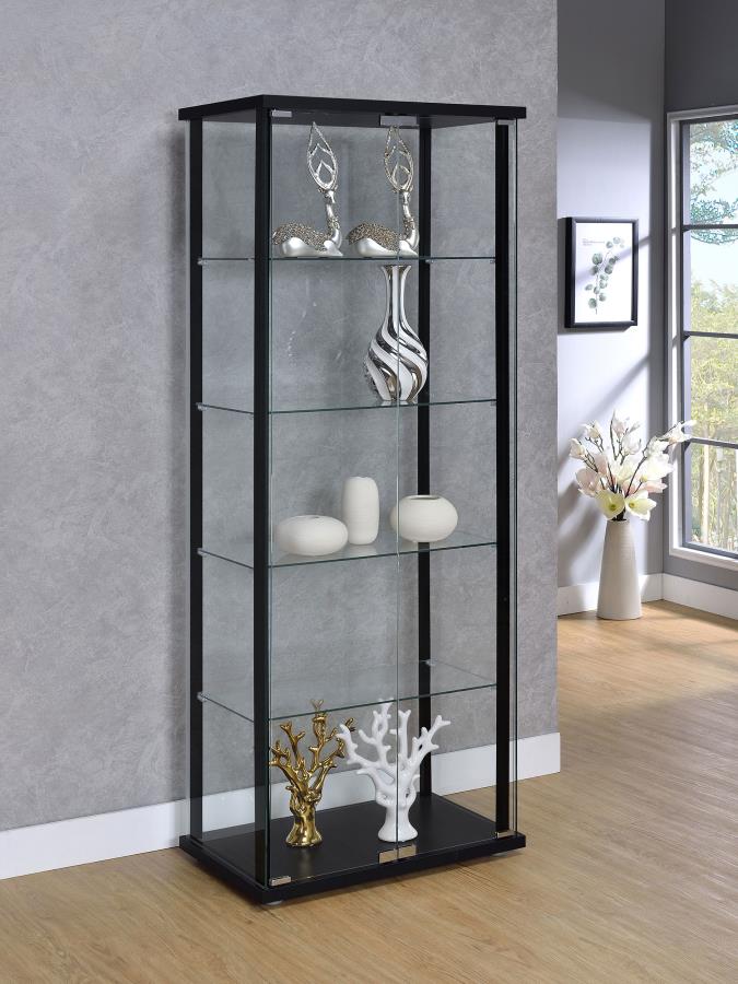 Delphinium 5-shelf Clear Glass Curio Display Cabinet Black - 950170