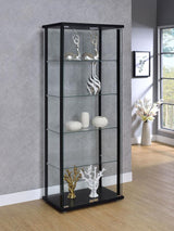 Delphinium 5-shelf Clear Glass Curio Display Cabinet Black - 950170