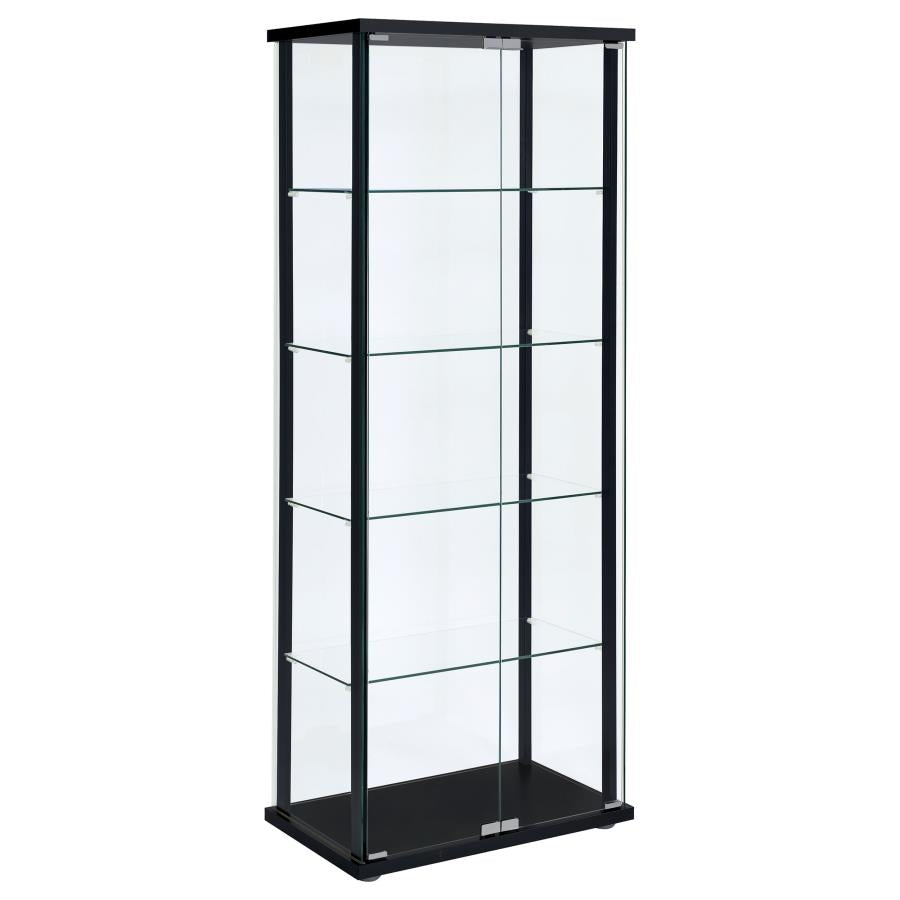Delphinium 5-shelf Clear Glass Curio Display Cabinet Black - 950170