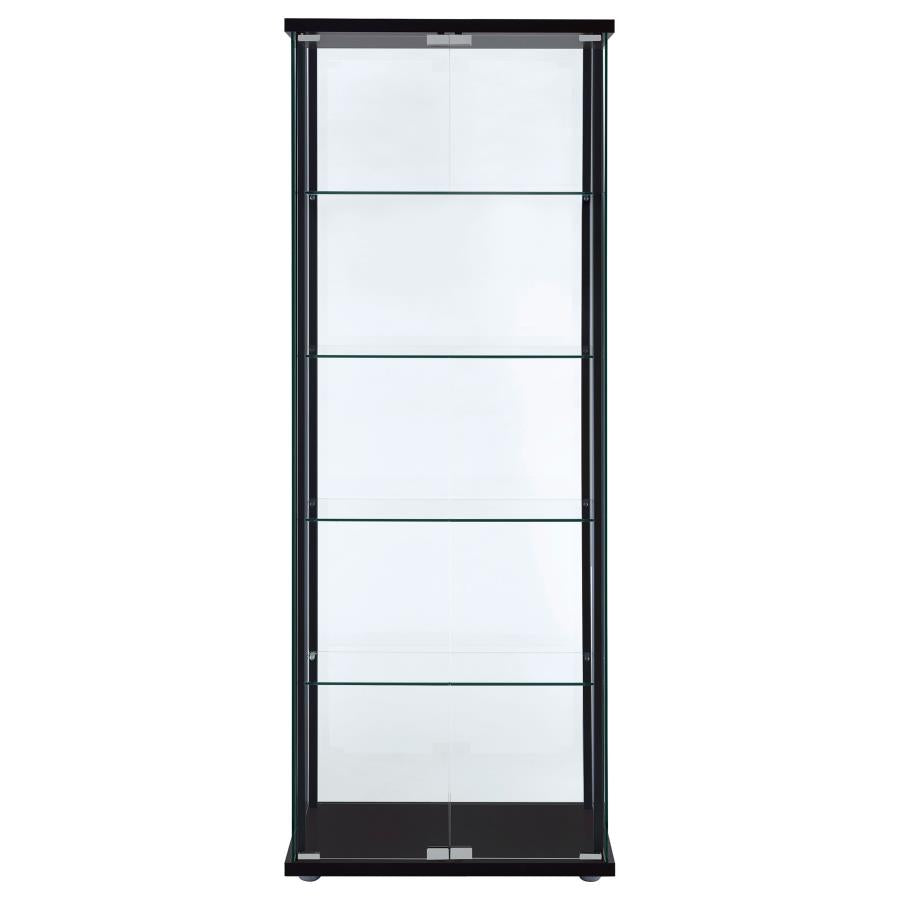 Delphinium 5-shelf Clear Glass Curio Display Cabinet Black - 950170