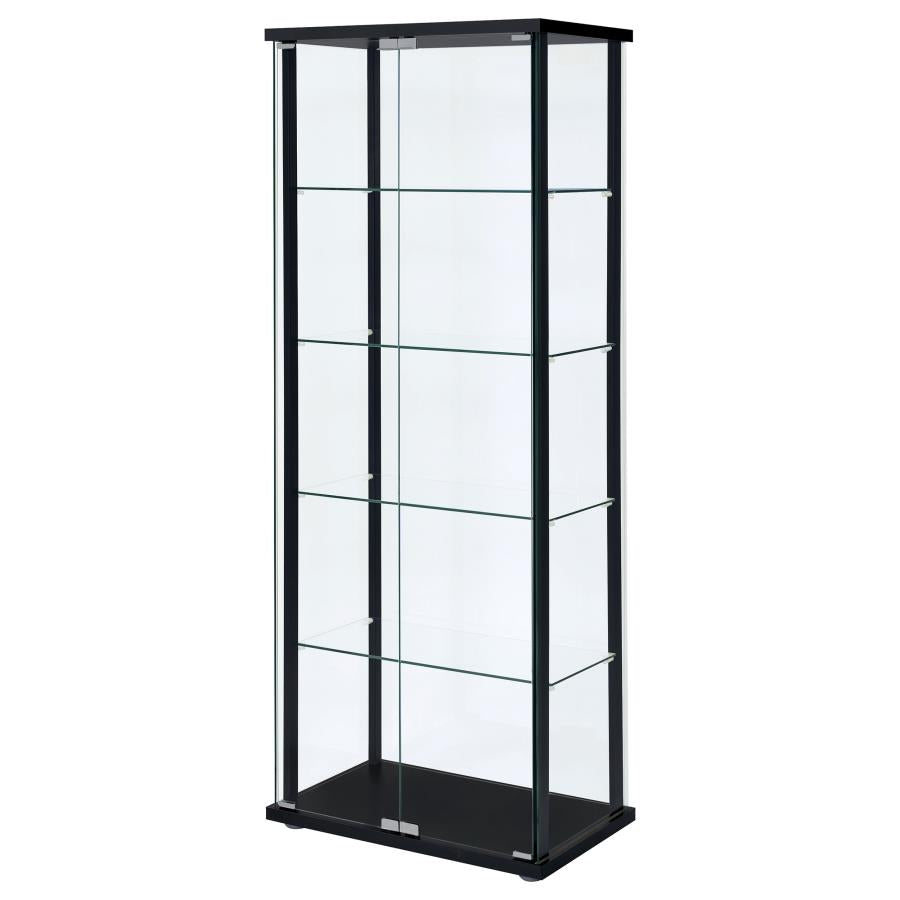 Delphinium 5-shelf Clear Glass Curio Display Cabinet Black - 950170