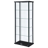 Delphinium 5-shelf Clear Glass Curio Display Cabinet Black - 950170