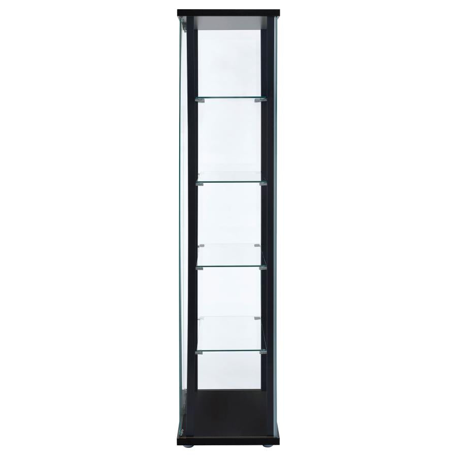 Delphinium 5-shelf Clear Glass Curio Display Cabinet Black - 950170