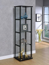 Cyclamen 4-shelf Clear Glass Curio Display Cabinet Black - 950171