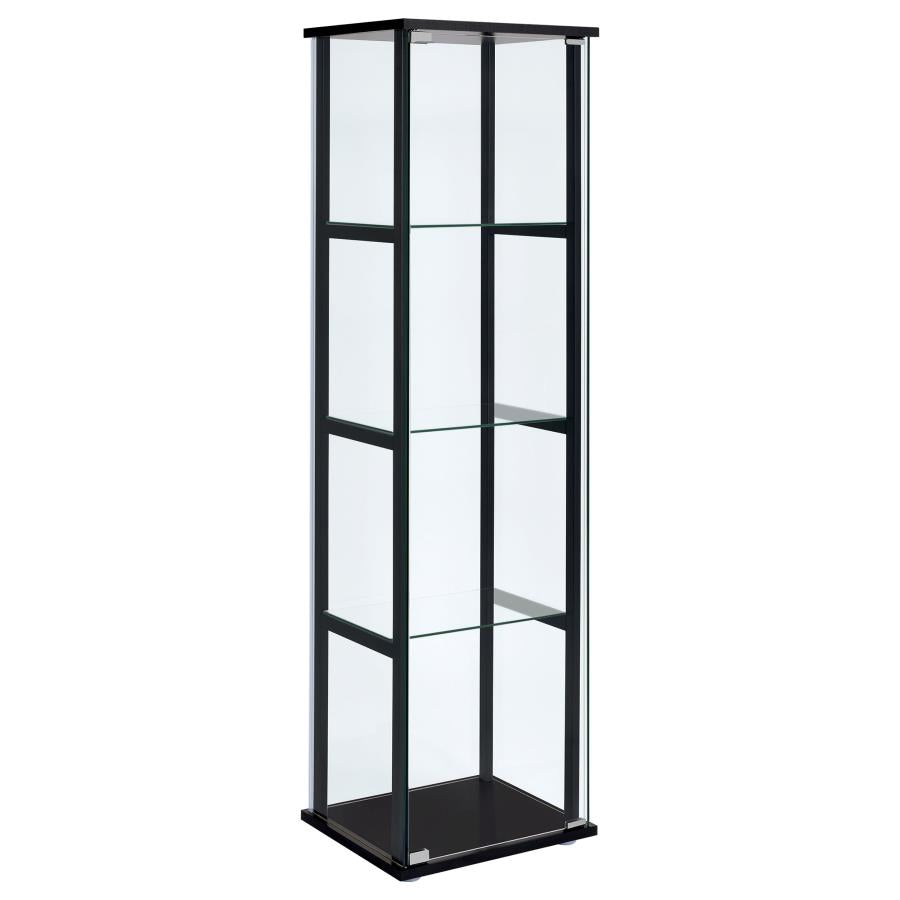 Cyclamen 4-shelf Clear Glass Curio Display Cabinet Black - 950171