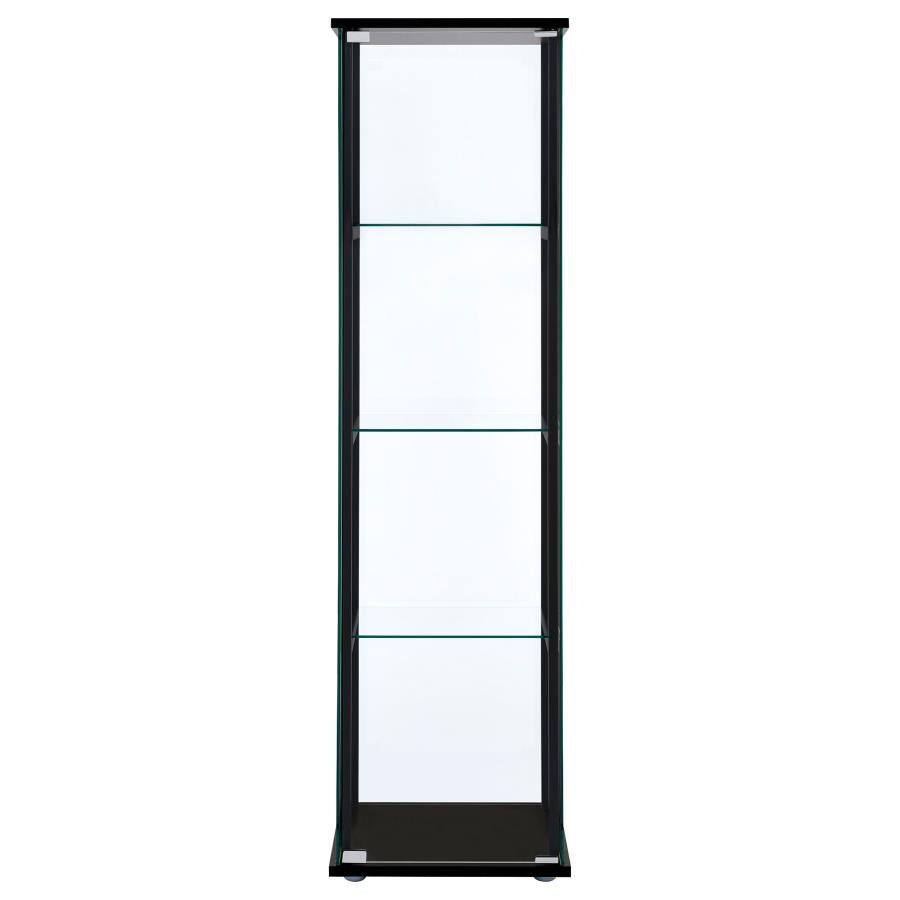 Cyclamen 4-shelf Clear Glass Curio Display Cabinet Black - 950171