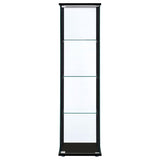 Cyclamen 4-shelf Clear Glass Curio Display Cabinet Black - 950171