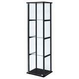 Cyclamen 4-shelf Clear Glass Curio Display Cabinet Black - 950171